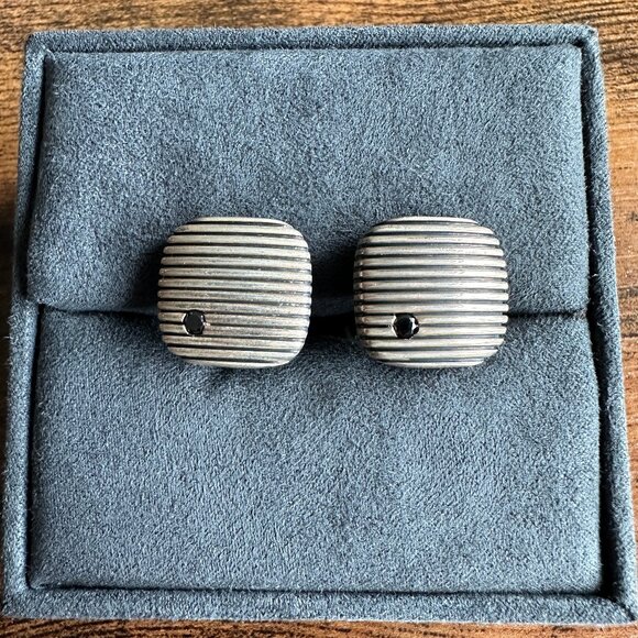 David Yurman Royal Cord Cufflinks w/ Black Diamonds - Picture 4 of 15